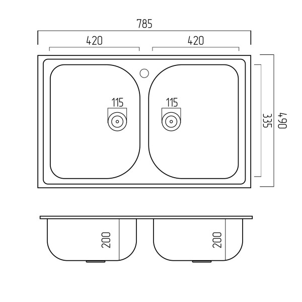 Гранітна мийка для кухні VALESO 7950 Equatoria матовий Сірий металік