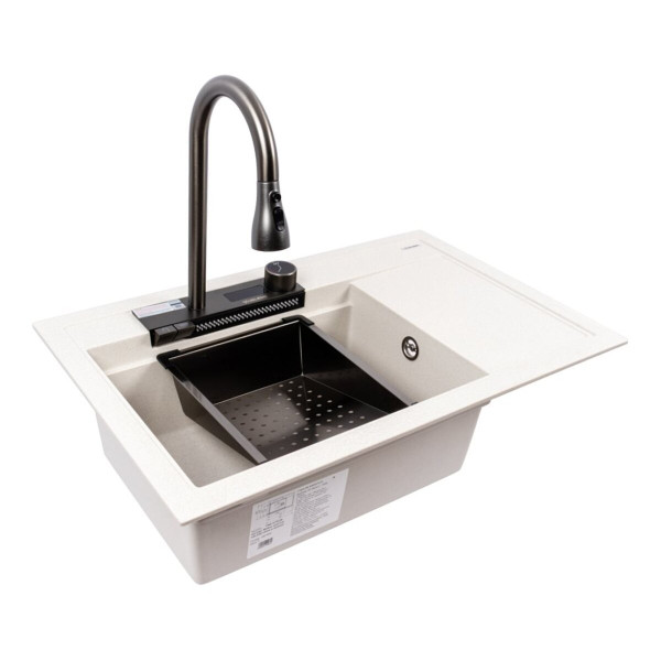 Гранітна мийка VALESO ATRUM 7950 матова Біла в крапку