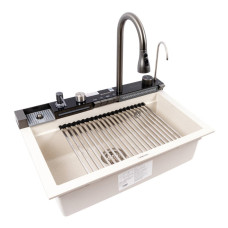 Гранитная мойка для кухни VALESO IRENA 6846 матовая Белая в точку