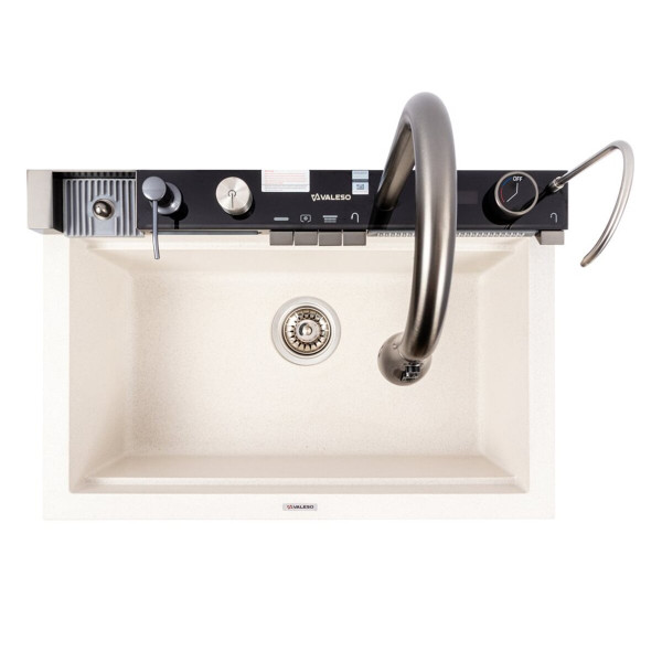 Гранітна мийка VALESO IRENA 6846 матова Біла в крапку