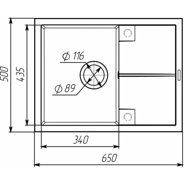Гранітна мийка VALESO CRIPTA 6550 матова Карбон