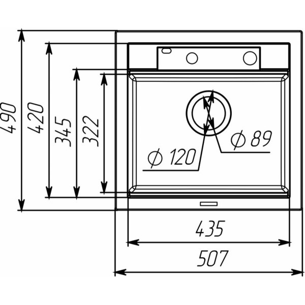Гранітна мийка VALESO VIVA 5149 матова Чорний металік
