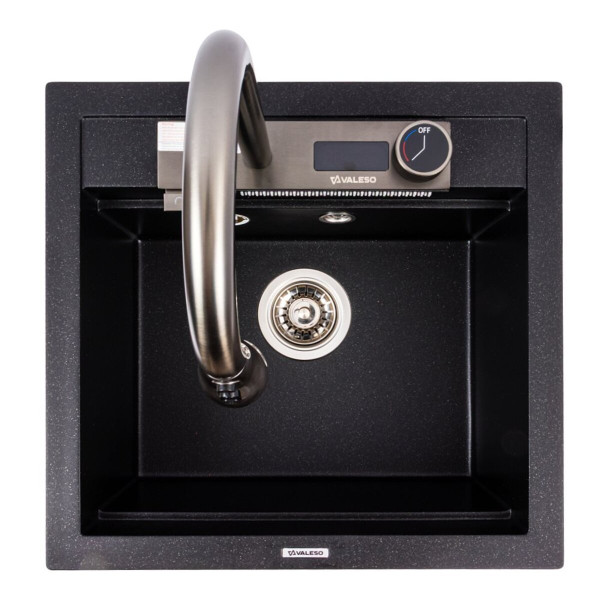 Гранітна мийка VALESO VIVA 5149 матова Чорний металік