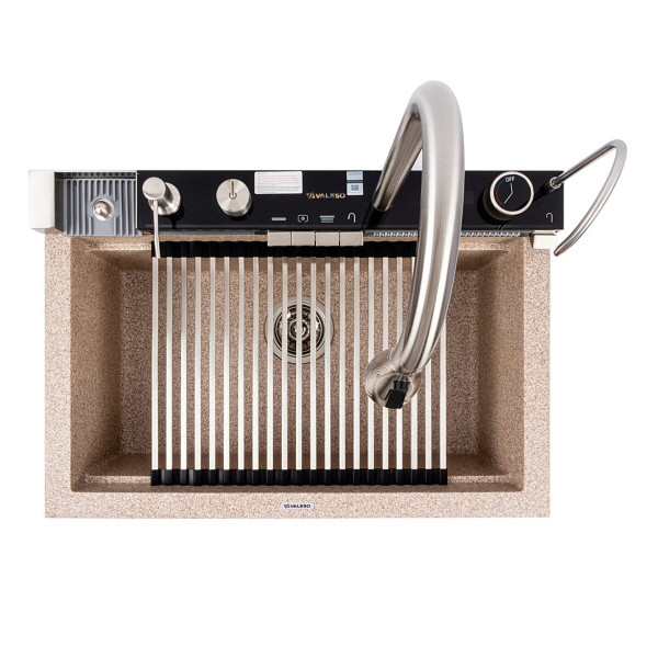 Мийка гранітна VALESO 6846 IRENA (карамель) матова, повна комплектація (Водоспад)