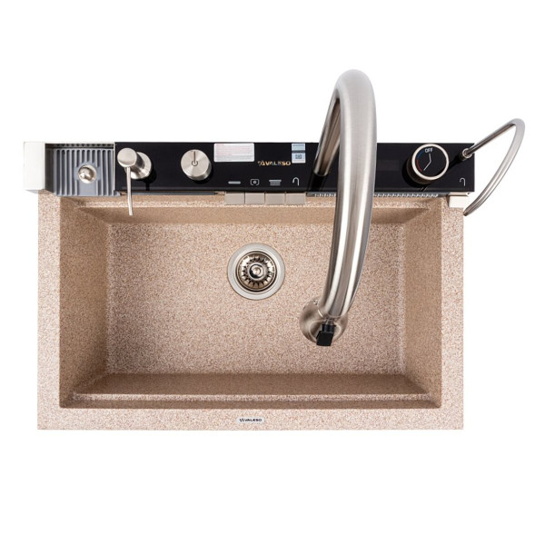 Мийка гранітна VALESO 6846 IRENA (карамель) матова, повна комплектація (Водоспад)