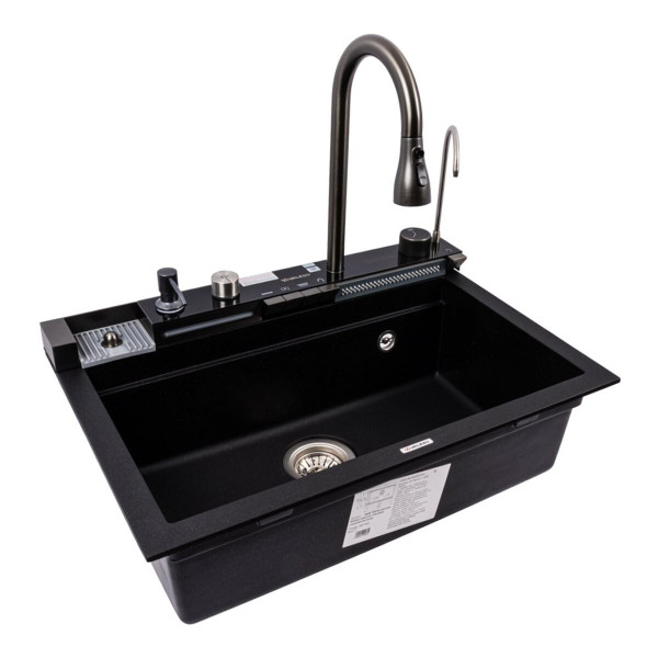 Гранітна мийка VALESO IRENA 6846 матова Чорний металік