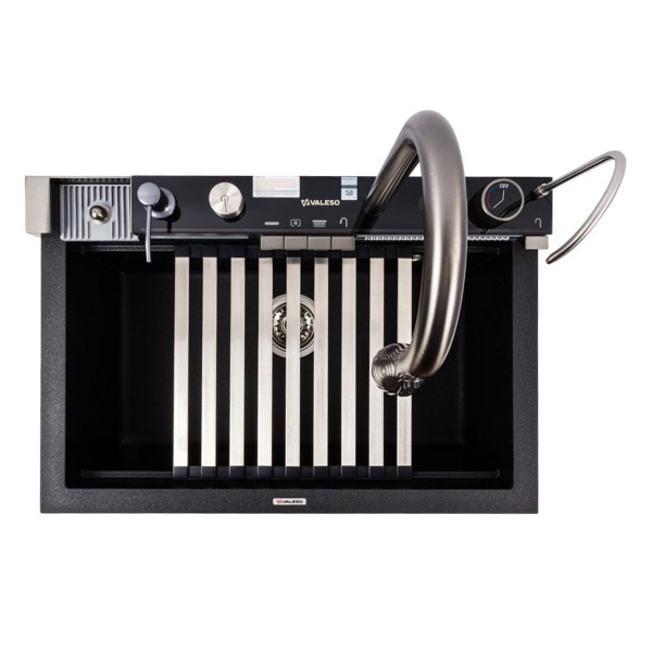 Гранітна мийка VALESO IRENA 6846 матова Чорний металік