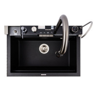 Гранитная мойка для кухни VALESO IRENA 6846 матовая Черный металлик