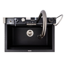 Гранитная мойка для кухни VALESO IRENA 6846 матовая Черный металлик