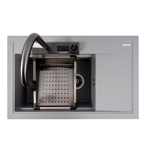 Гранітна мийка VALESO ATRUM 7950 матова Сірий металік