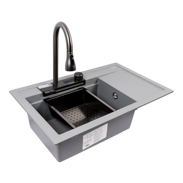 Гранітна мийка VALESO ATRUM 7950 матова Сірий металік