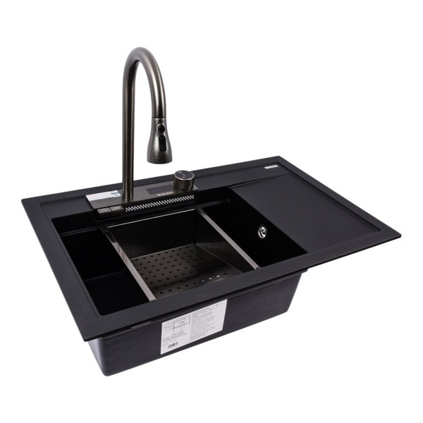 Гранітна мийка VALESO ATRUM 7950 матова Чорний металік
