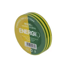 Ізоляційна стрічка 0.12х15мм Energio 20м жовто-зелена
