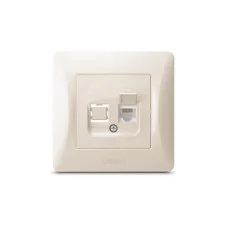Розетка компьютерная CAT6 одинарная Binera Videx кремовая