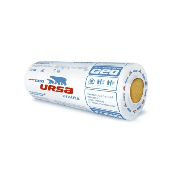 URSA (УРСА) GEO М-11 BIG ROLL Минеральная вата 12 м.кв (10000х1200х100 мм)  пак 1,2 м.куб/ в палете 24 шт
