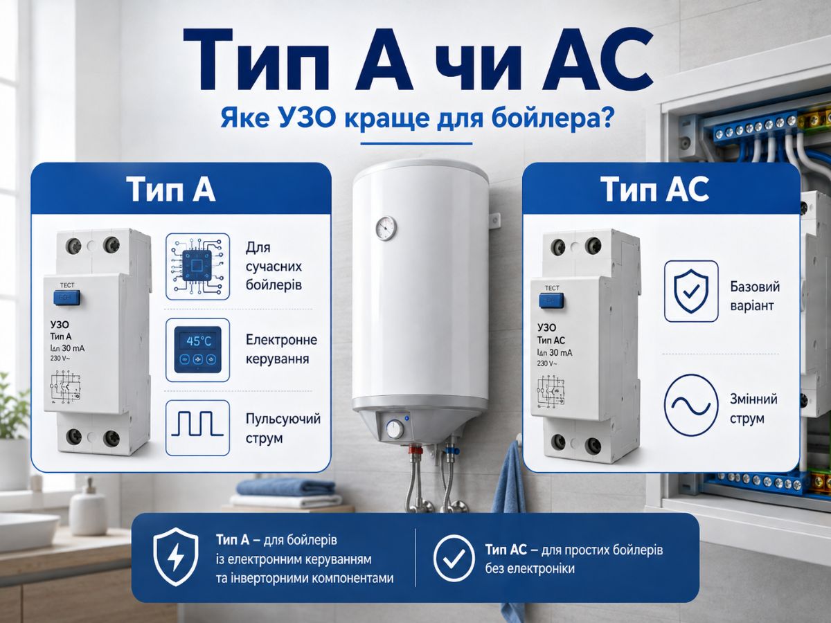Порівняння УЗО типу A та AC для бойлера